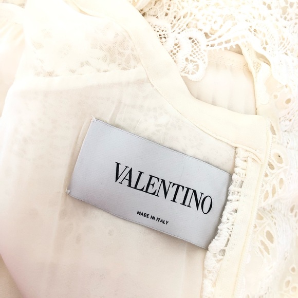 Valentino lace pleated midi dress in cream color - Picture 7 of 8
